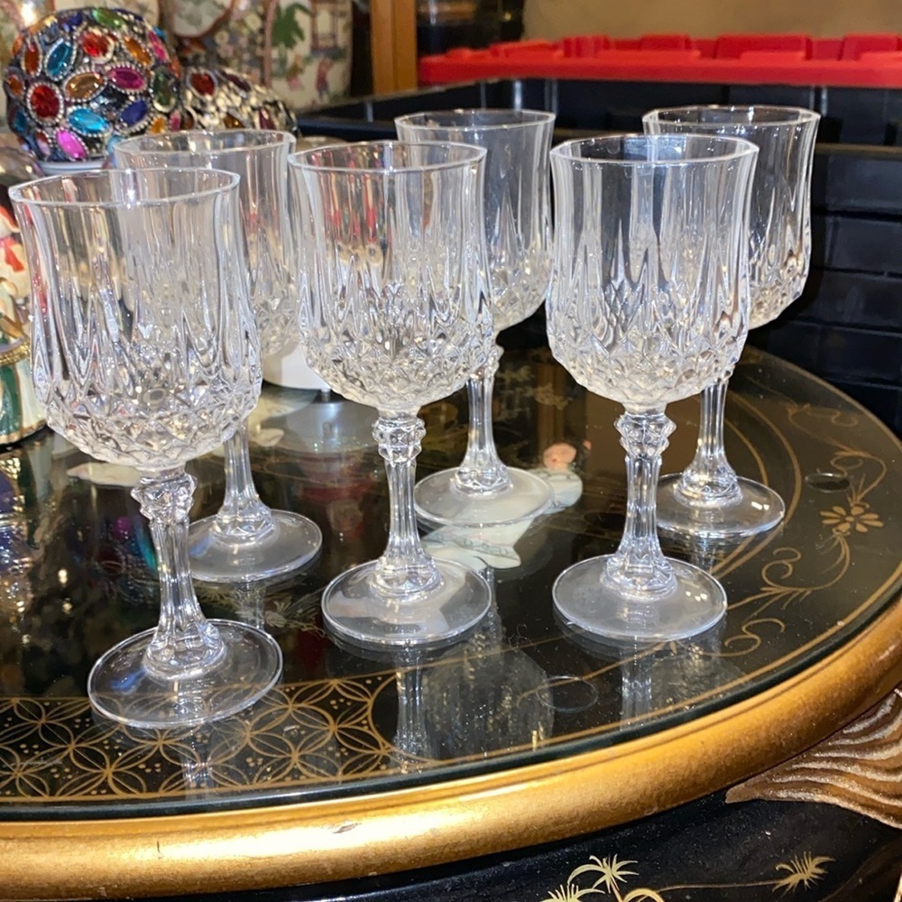 Vintage Cristal D'Arques Longchamp water goblets/glasses set of 6